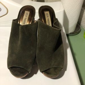 Suede Steve Madden Wood Heeled Clogs